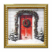 Traditional Christmas Decorated Door Framed Art, 10 in