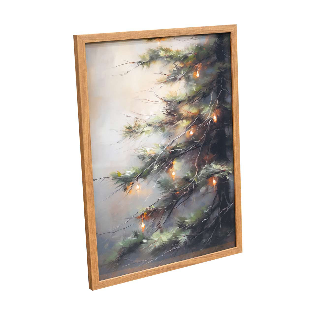 Lighted Christmas Tree Framed Art with Glass, 18 in x 24 in
