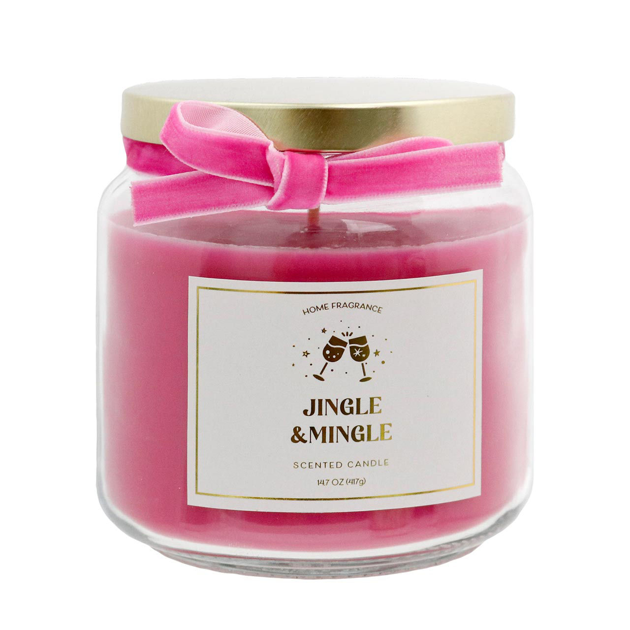 Home Fragrance Scented Candle with Velvet Bow, Jingle & Mingle, 14.7 oz