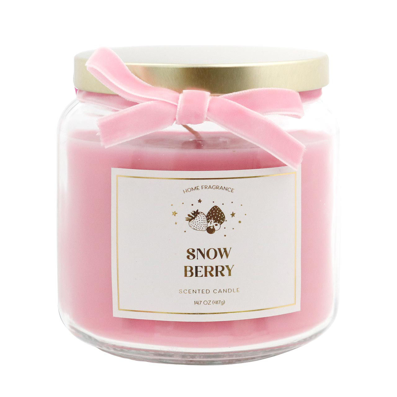Home Fragrance Scented Candle with Velvet Bow, Snow & Berry, 14.7 oz
