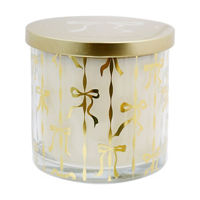 Scented Candle with Printed Bow Decoration, Snowflake & Flannel, 14.8 oz