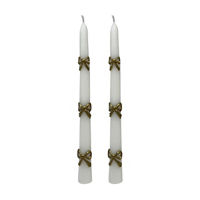 Unscented Taper Candles with Bow Decorations, 10 in, 2 pk