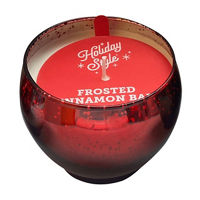 Holiday Style Mercury Bowl Glass Jar Candle, Frosted Cinnamon Bark, 13oz