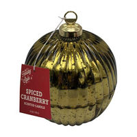 Mercury Glass Ornament Shaped Scented Jar Candle, Spiced Cranberry, 6 oz