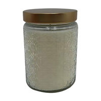 Embossed Clear Glass Jar Candle with Cream Wax,