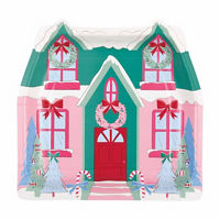 Christmas Fun House-Shaped Dessert Plates, 8.25 in, 8 ct