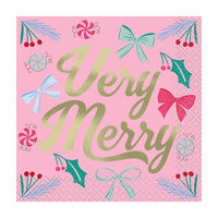 Christmas Fun "Very Merry" Beverage Napkins, 16ct