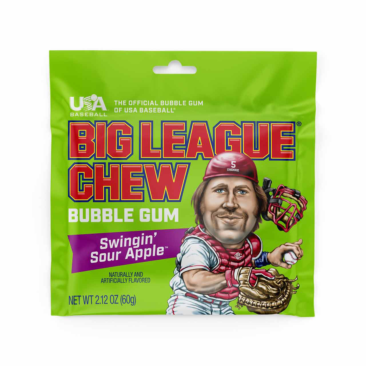 Big League Chew Bubble Gum Swingin’ Sour Apple, 2.12 oz