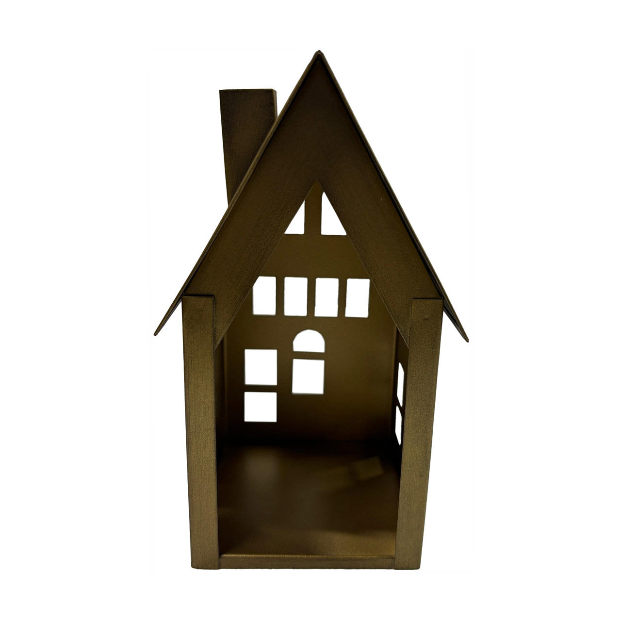 Christmas Village House, Golden Metal, 8 in