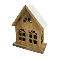 Christmas Village House, Mango Wood with White Enamel