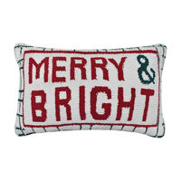 "Merry & Bright" Knit Christmas Pillow, 12 in x 20 in