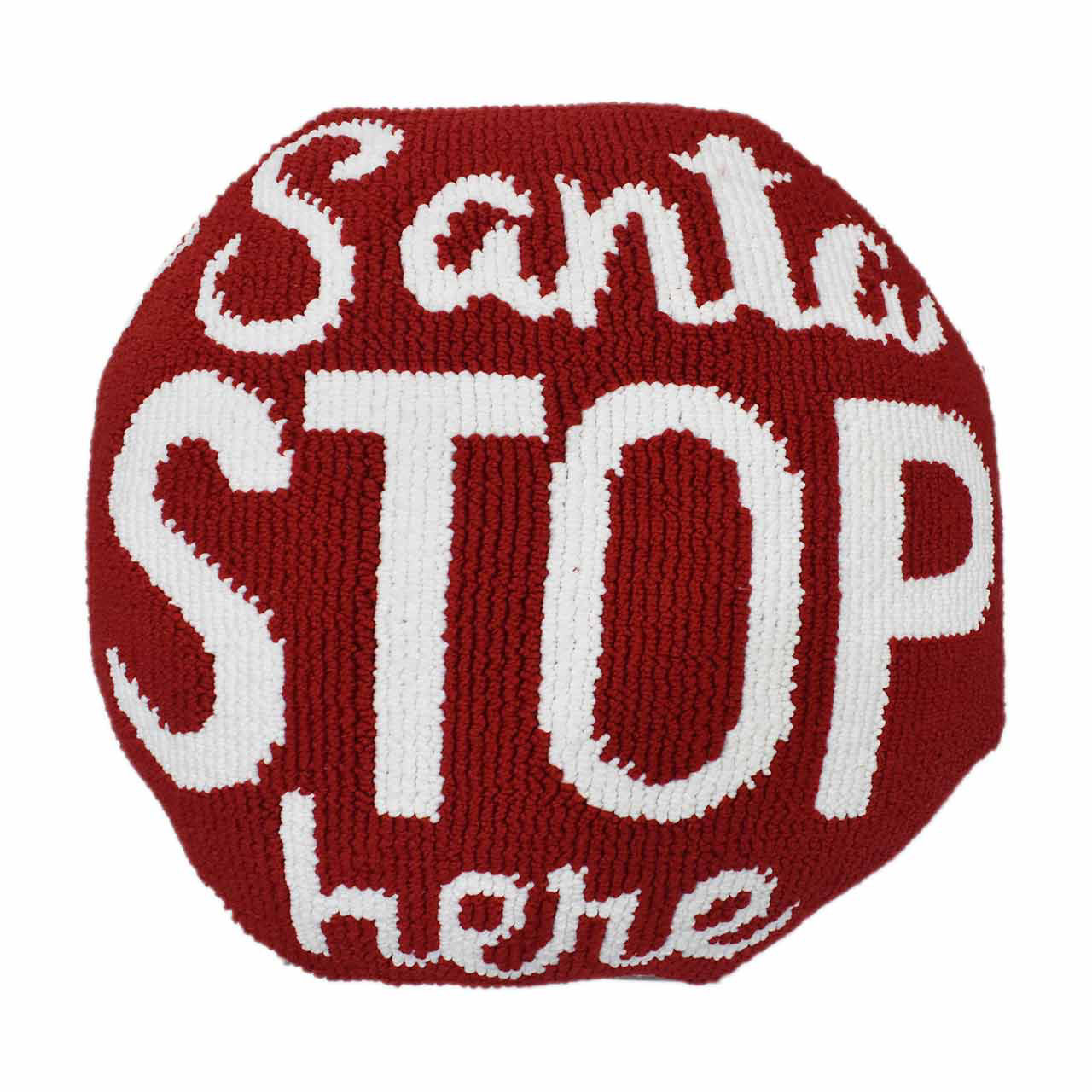 "Santa Stop Here" Christmas Knit Pillow, 16 in x 16 in