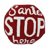 "Santa Stop Here" Christmas Knit Pillow, 16 in x 16 in
