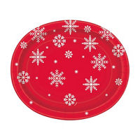 Snowflakes Oval Plates, , 12 in, 8ct