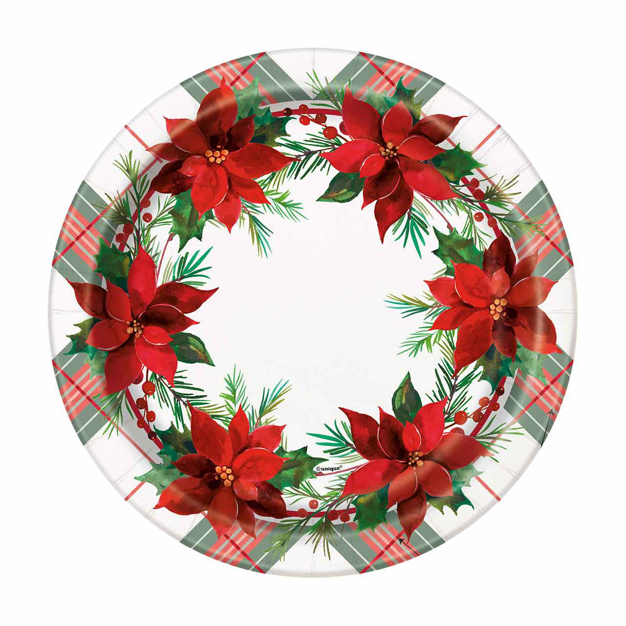Merry Poinsettias 9" Plates, 8ct