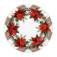 Merry Poinsettias 9" Plates, 8ct