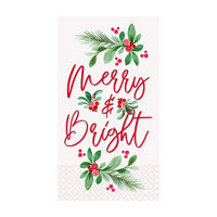 'Merry & Bright' Poinsettias Guest Napkins, 16ct