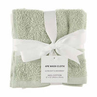 Green & White Washcloth Set, 4 pk, 12 in x 12 in