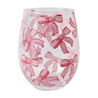 Stemless Christmas Bow Wine Glass
