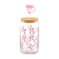 Glass Jar with Sip Top and Straw, 16 oz