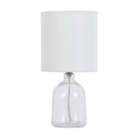 Clear Glass Table Lamp with Drum Shade