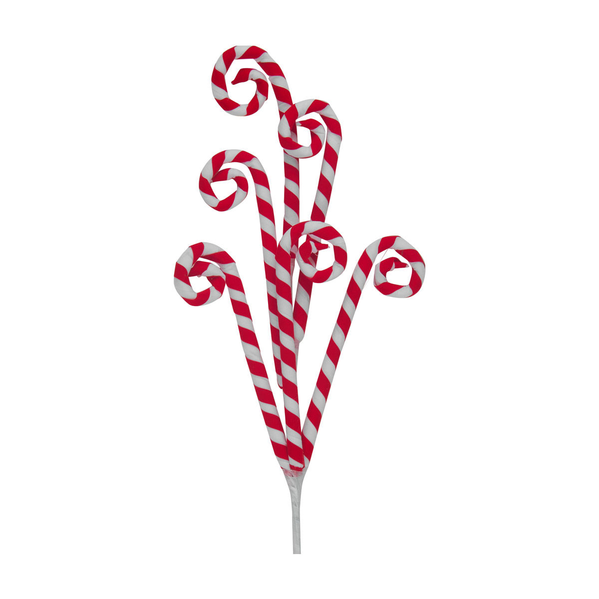 Christmas Curled Candy Cane Fabric Pick Decoration