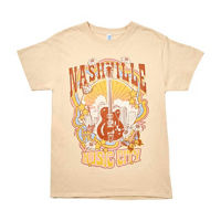 Women's 'Nashville Music City' Guitar Screen-Printed Tan Tee, X-Large