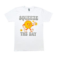 Women's 'Squeeze The Day' Happy Orange Screen-Printed White