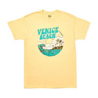 Women's 'Venice Beach' Sunny Waves Screen-Printed Butter-Yellow Tee, 2X