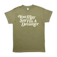 Women's 'You May Say I'm a Dreamer' Screen-Printed Olive-Green Tee, Medium