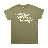 Women's 'You May Say I'm a Dreamer' Screen-Printed Olive-Green Tee, 2X