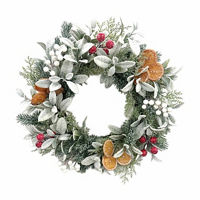 Flocked and Frosted Christmas Floral Wreath, 22 in