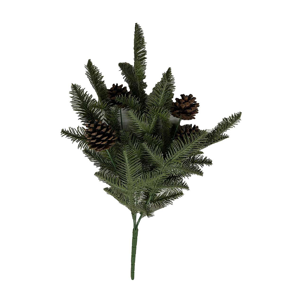 Artificial Green Pine Bush Stem Decor, 16 in