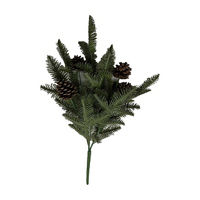 Artificial Green Pine Bush Stem Decor, 16 in