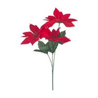 Christmas Artificial Poinsettia Flower Bunch, Red