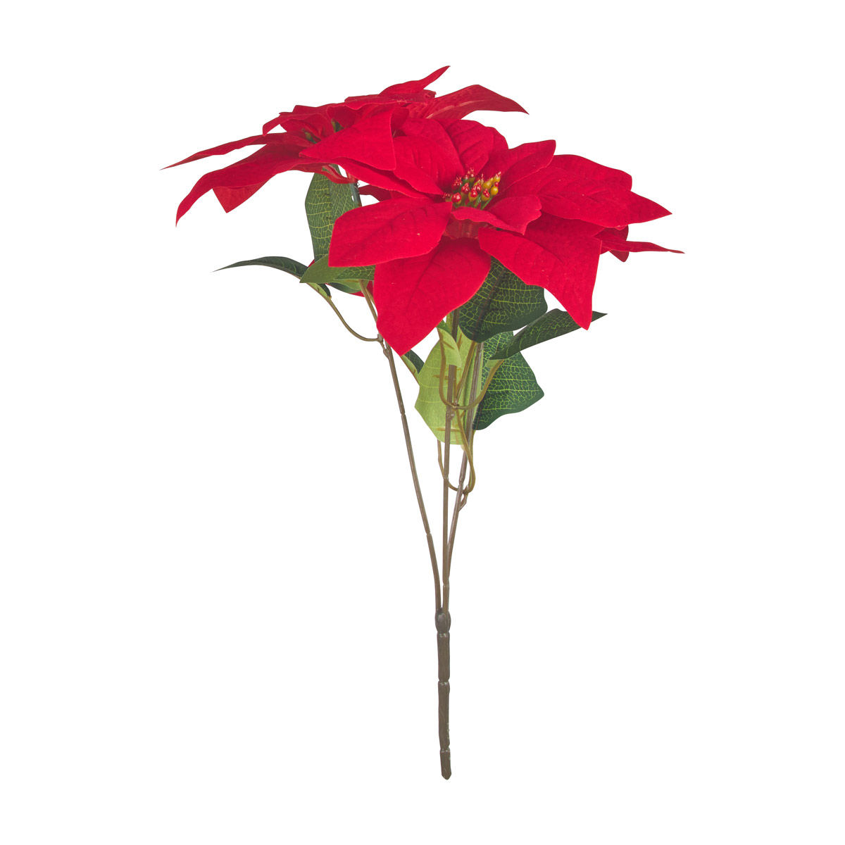 Christmas Artificial Poinsettia Flower Bunch, Red