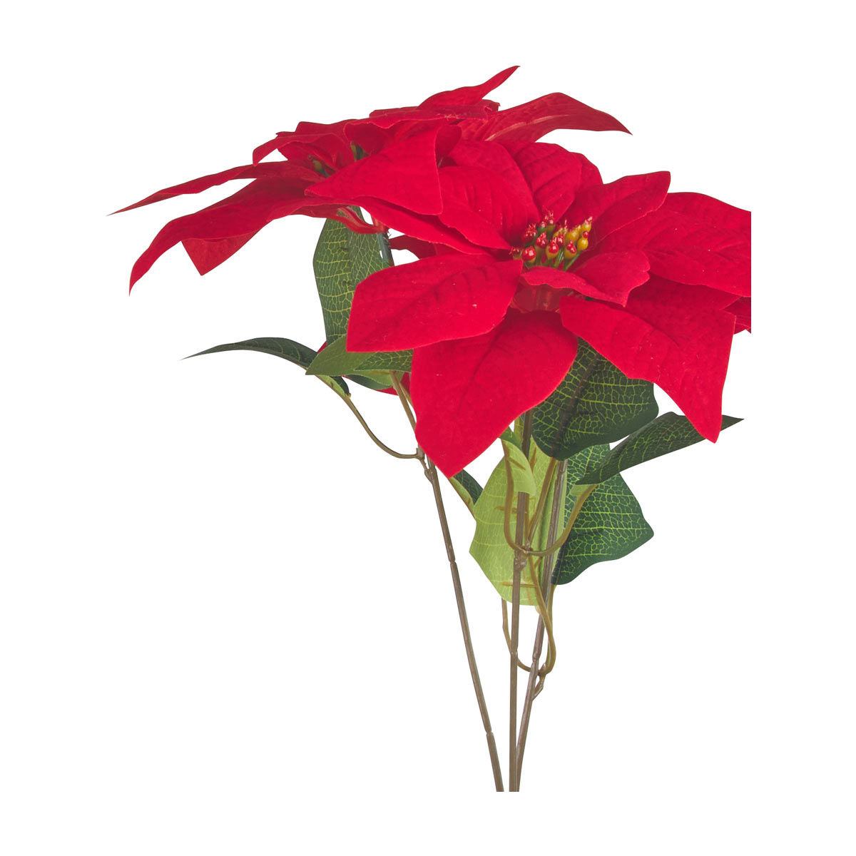 Christmas Artificial Poinsettia Flower Bunch, Red