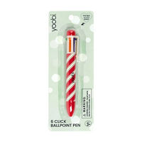 Red Candy Cane Clicking 6-Ink Ballpoint Pen