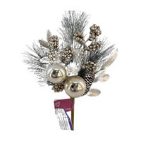 Silver Branch Pick with Ornaments, 14 in