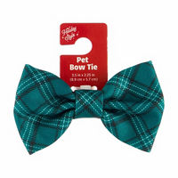 Holiday Style Green Plaid Christmas Pet Bow Tie, 3.5 in x 2.25 in