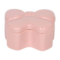 Ceramic Bow Jar, Pink, 5.5 in