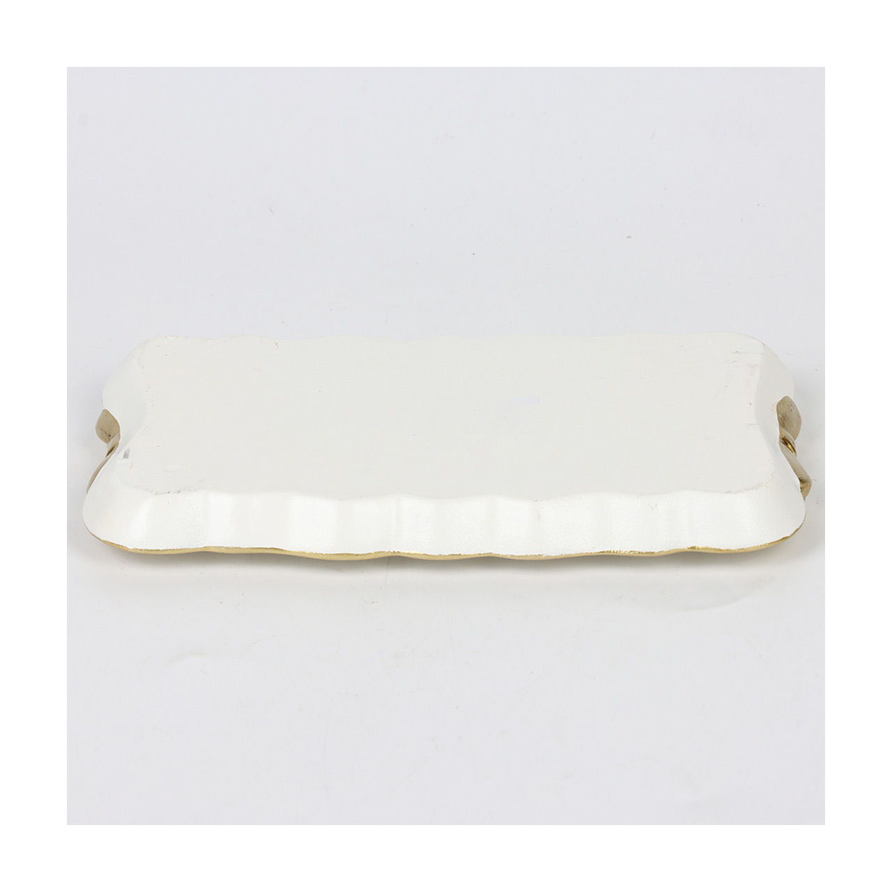 Resin Serving Tray with Bows, White/Gold, 7.5 in