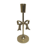 Tapered Candle Holder with Christmas Bow Decoration, 10 in