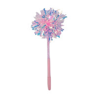Blue and Pink Iridescent Pom Plastic Novelty Pen, 9 in