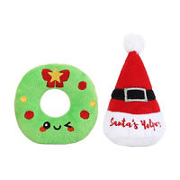 HugSmart Wreath & Santa Hat Dog Chew Toy, Set of 2