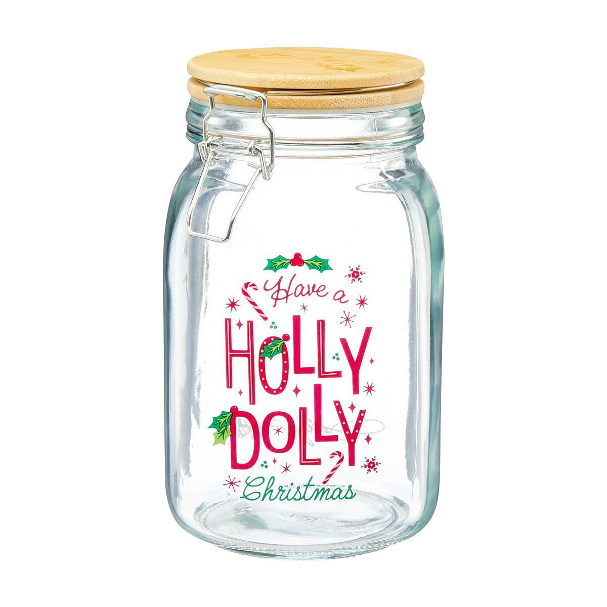 Dolly Parton Wood Clamp Glass Jar, 50 oz, Assorted
