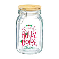 Dolly Parton Wood Clamp Glass Jar, 50 oz, Assorted