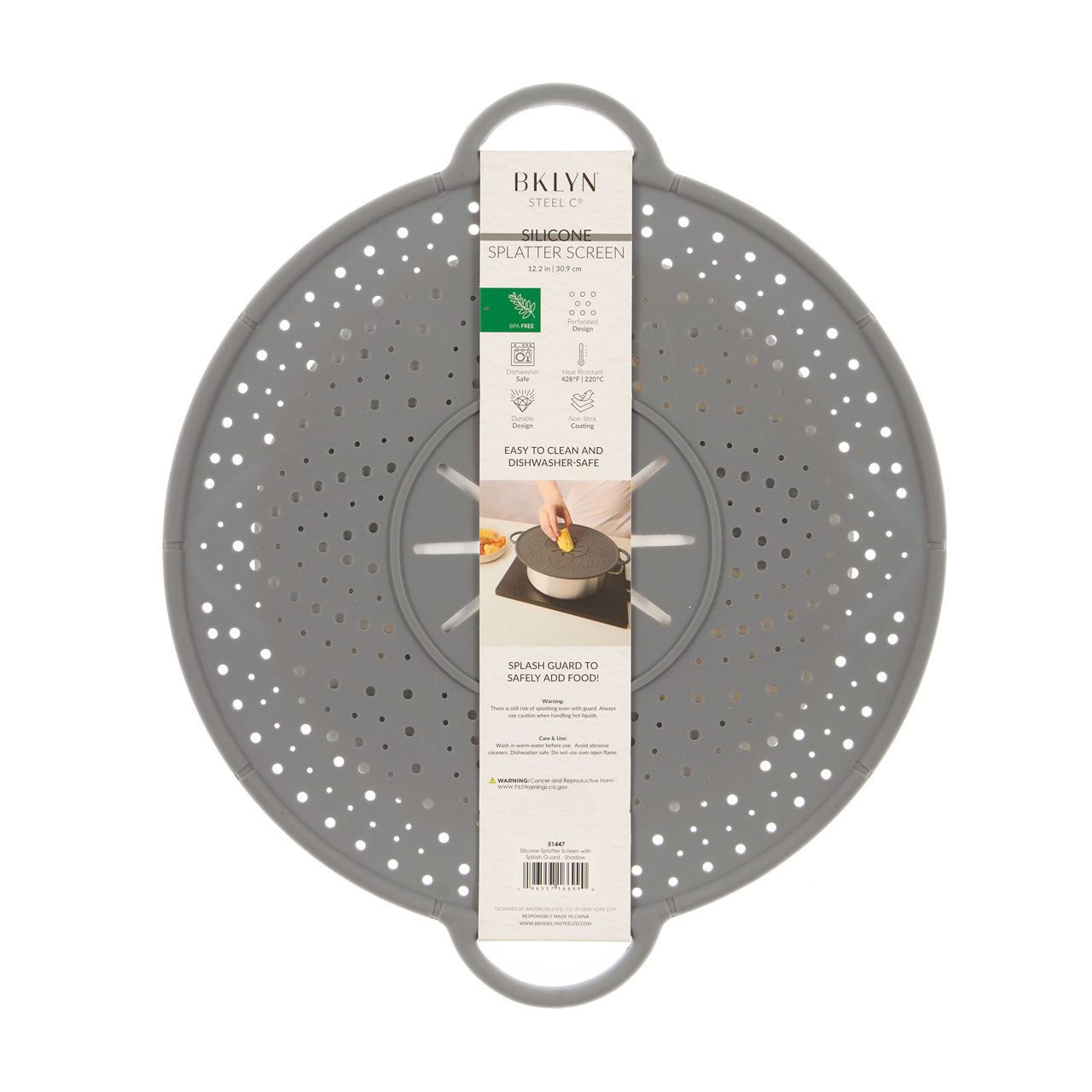 BKLYN Steel Co Silicone Splatter Screen , Grey