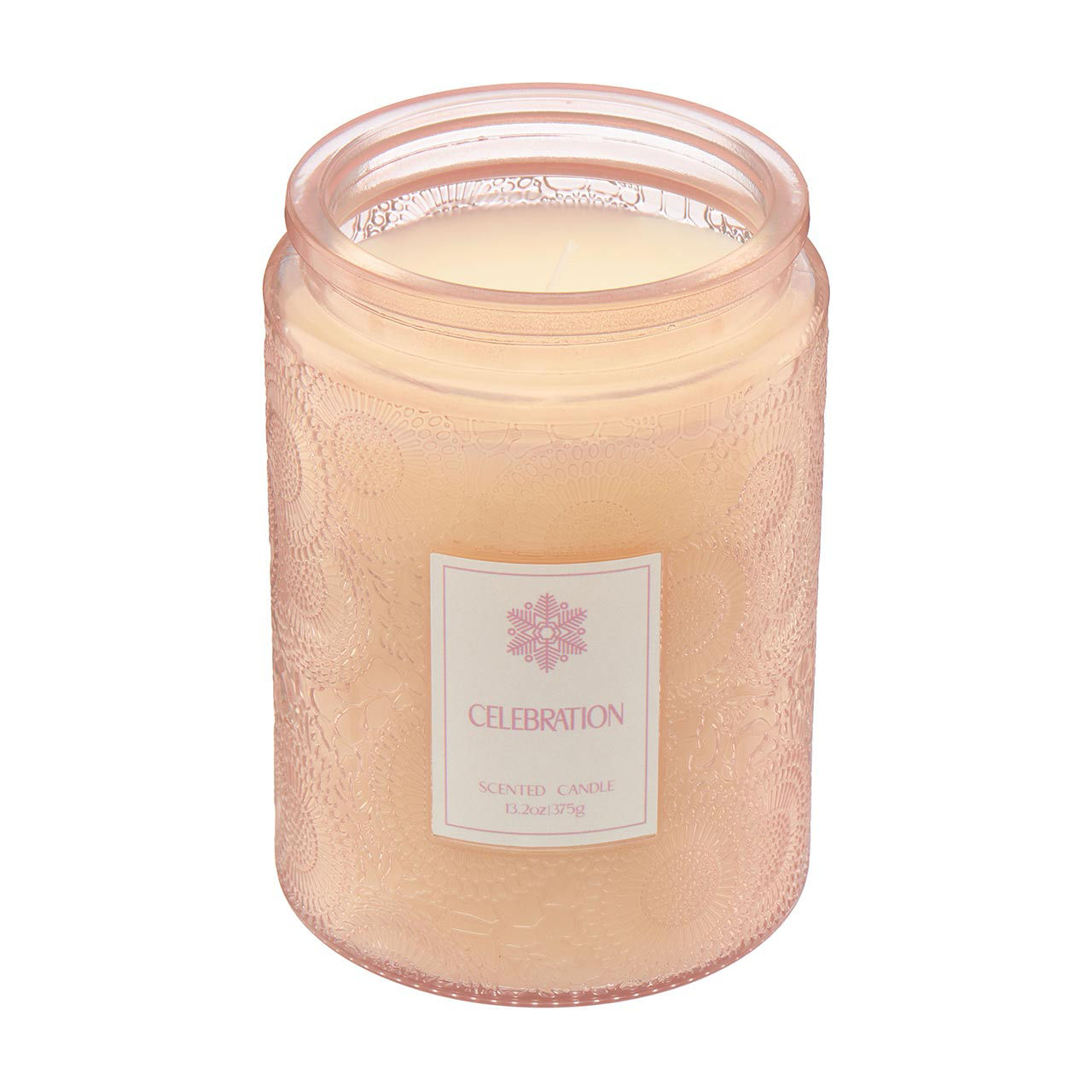 Celebration Embossed Glass Jar Scented Candle, 13.2 oz
