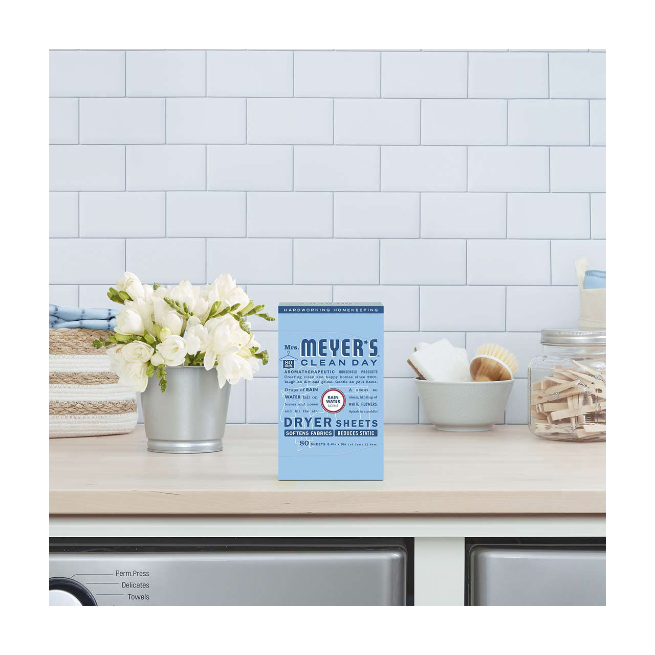 Mrs. Meyer's Clean Day Dryer Sheets, Rain Water Scent, 80 Count